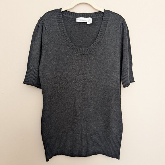 Allison Brittney Sweaters - Allison Brittney black with silver sparkle short sleeve sweater XL EUC